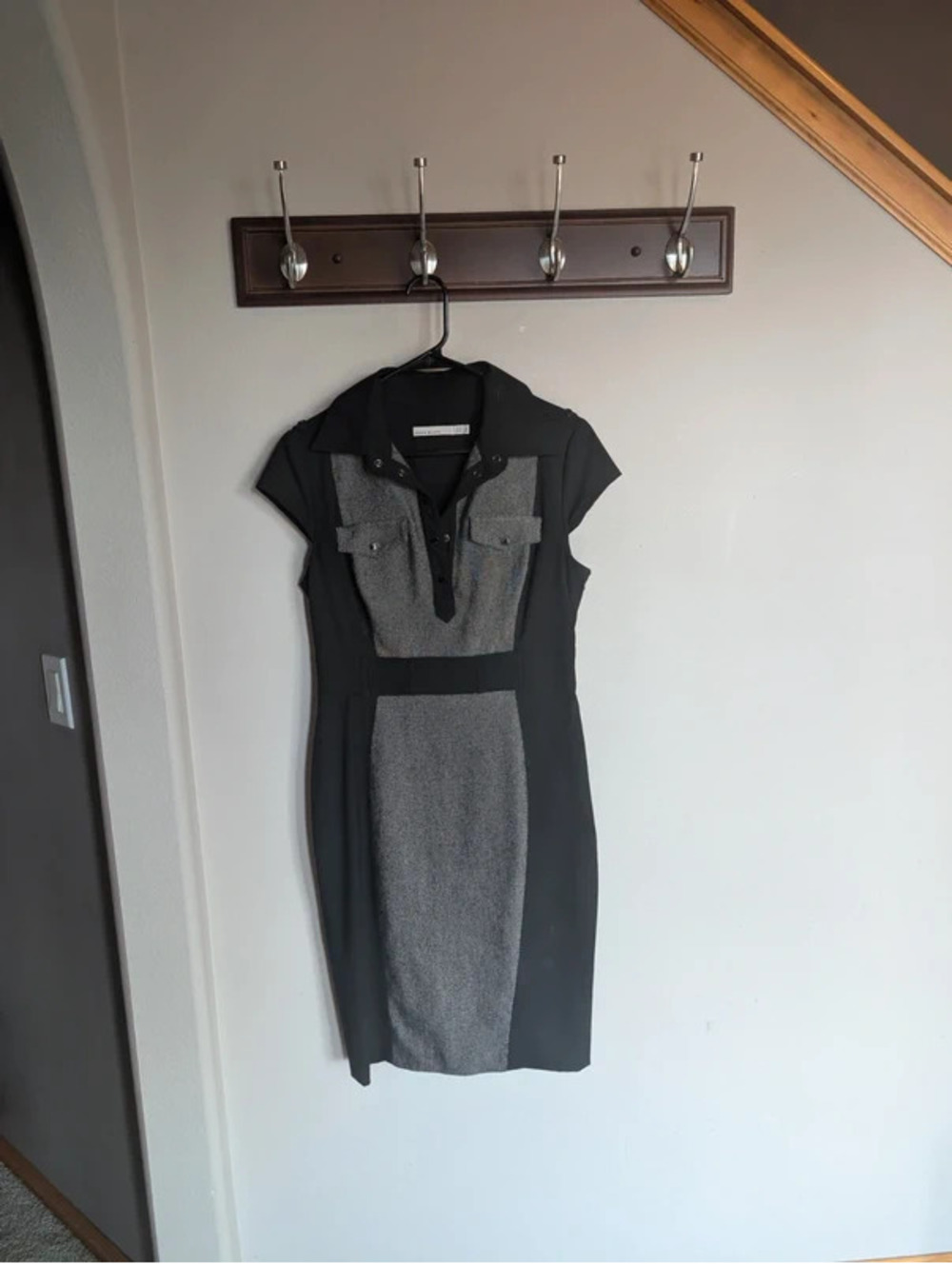 Karen millen black mixed media work dress